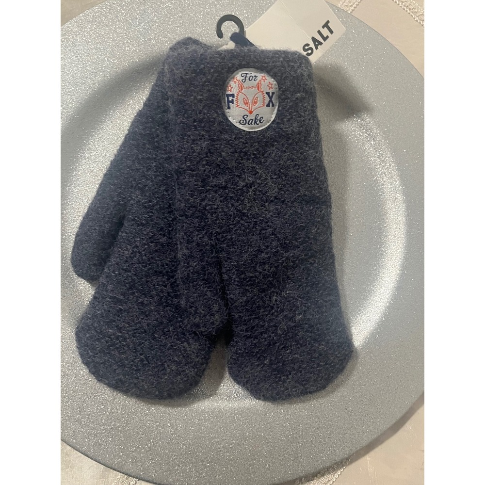 Attic Salt "For Fox Sake" Blue Woven Knit One Size Unisex Mittens-Gift Fun -NWT